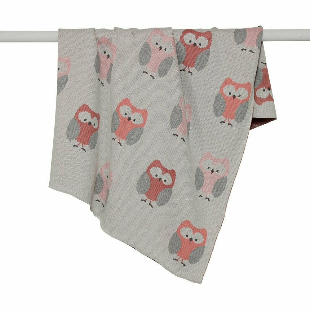 Owls Cotton Knit Stroller Blanket