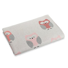 Load image into Gallery viewer, Owls Cotton Knit Stroller Blanket