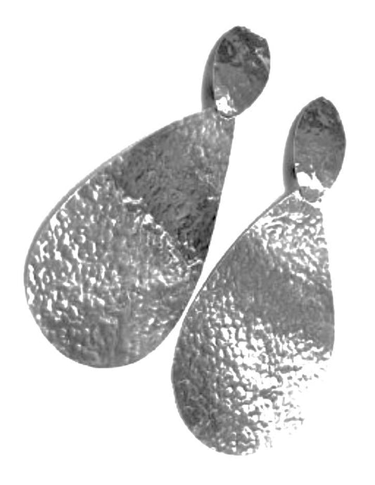 Clip-on flat hammered oval drops